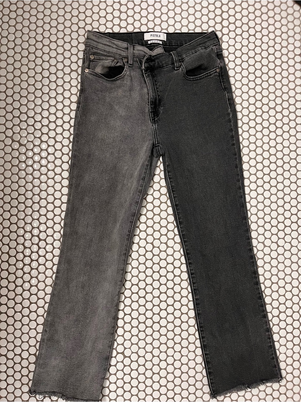 Pistola Two-Tone Black & Gray Denim Straight Leg Jeans